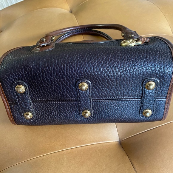 Vintage Dooney & Bourke All Weather Leather Brown Black Handbag Bag Satchel D&B - Picture 3 of 15